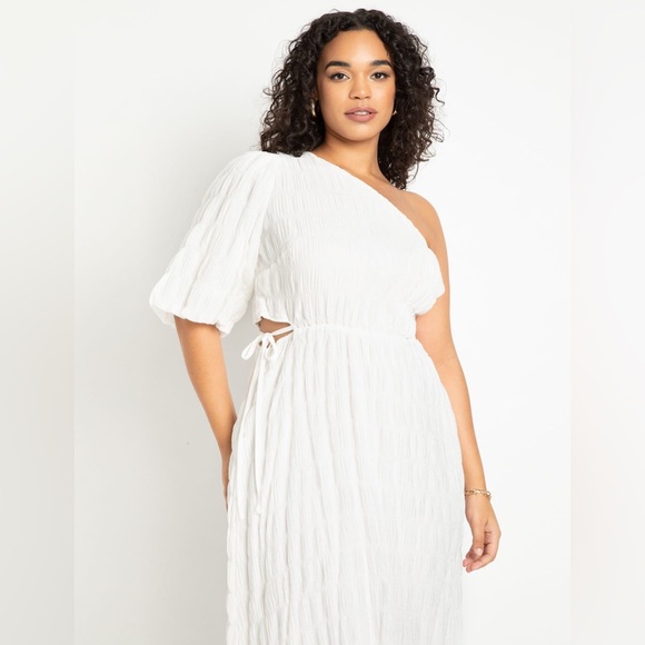 Eloquii Dresses & Skirts - ELOQUII white one shoulder midi dress